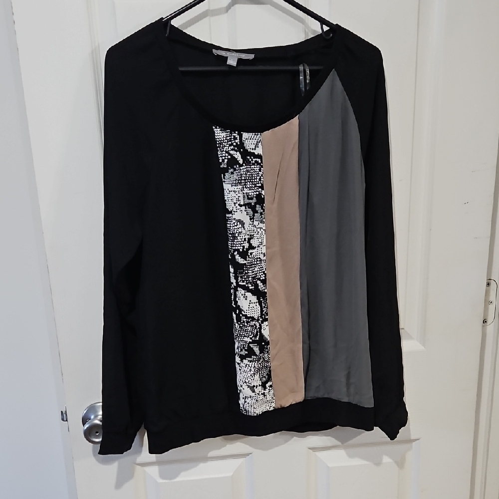 NY Collection Black and Gray Long Sleeve Top Size Large Y2k